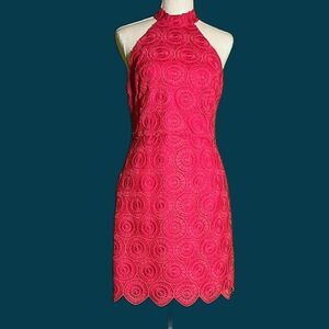 Trina Turk Liviah Elegant Sleeveless Lace Halter Mini Dress